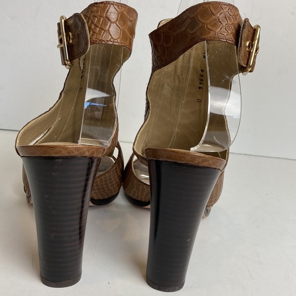 Stuart Weitzman Chunky High Heel Shoes in Toffee Camel Brown Sz 8.5 Maximalist - Picture 7 of 16
